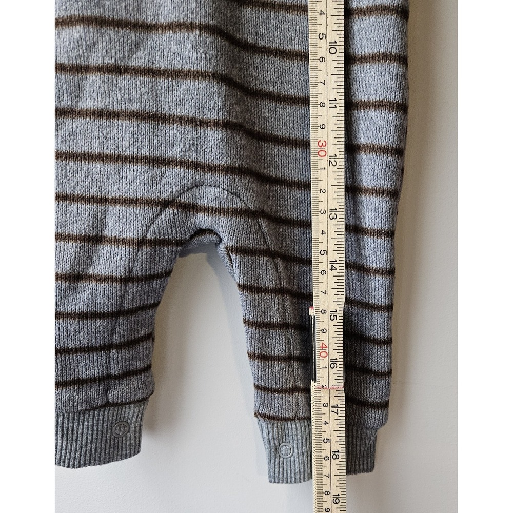 Just One You by Carter's Baby Bear Romper 3M‎ Gray Brown Striped Cozy - Picture 2 of 8
